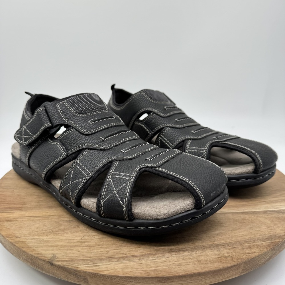 Dockers Men's Searose Fisherman Sandals Color Black Size 10W Style‎ 90-21374 EUC